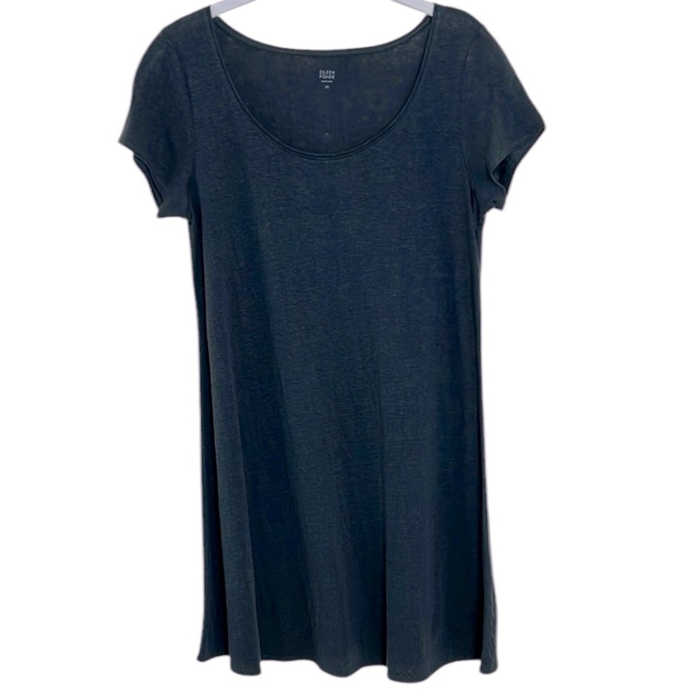 Eileen Fisher 100% Linen Short Sleeve T-Shirt Dress Sz XS